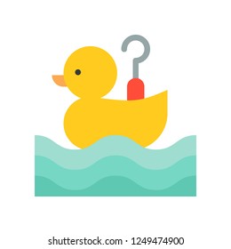 Hook a duck vector icon, amusement park related flat design