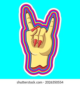 Hook Em Horn Hand Sign With Pshychedelic Effect