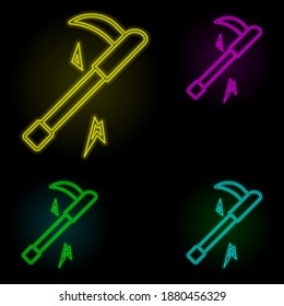 Hook, firefighter neon color set icon. Simple thin line, outline vector of firefighter icons for ui and ux, website or mobile application