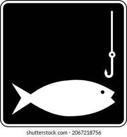 hook and fish sign vektor witht black color