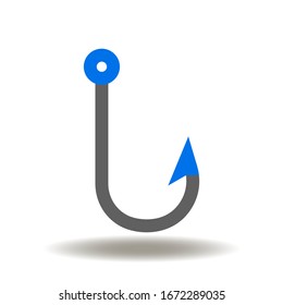 Hook fishing icon vector. Fishhook illustration. Idea Catch Bait Business Concept Logo.