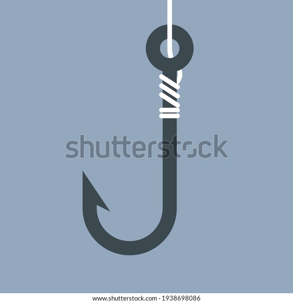 Hook and fishing line -\
simple icon