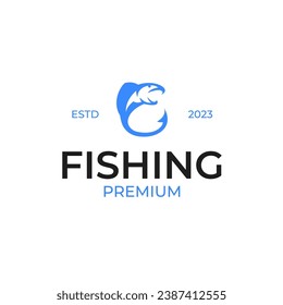 Hook Fishing Logo Design Concept Vector Illustration Symbol Icon