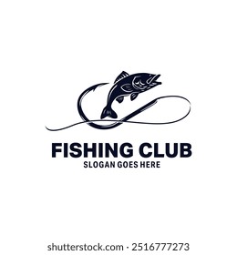 Anzol Pesca Logotipo Design Conceito Ilustração Vetor