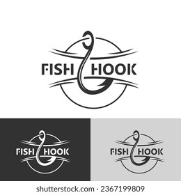 Hook Fishing logo simple and modern vintage rustic vector design style template illustration