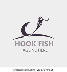 Logo de Hook Fishing diseño de vectores rústico sencillo y moderno modelo de diseño de vectores