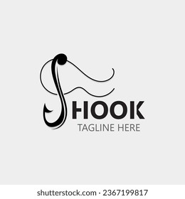Hook Fishing logo simple and modern vintage rustic vector design style template illustration