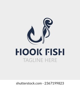 Hook Fishing logo simple and modern vintage rustic vector design style template illustration