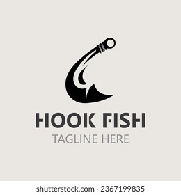 Hook Fishing logo simple and modern vintage rustic vector design style template illustration