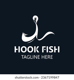 Hook Fishing logo simple and modern vintage rustic vector design style template illustration
