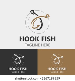Hook Fishing logo simple and modern vintage rustic vector design style template illustration