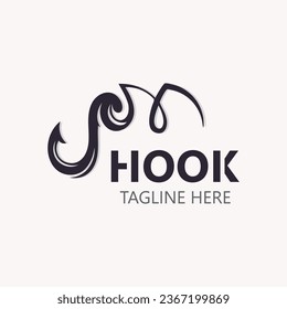 Hook Fishing logo simple and modern vintage rustic vector design style template illustration