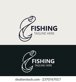 Hook Fishing logo simple and modern vintage rustic vector design style template illustration