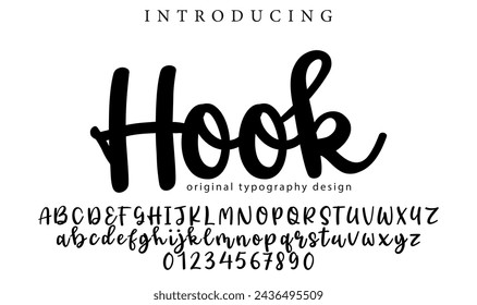 Hook Font Stilvolle Pinsel gemalt einen Großbuchstaben Vektor Buchstaben, Alphabet, Schriftart