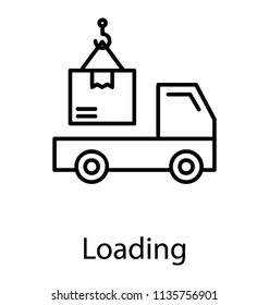 
A hook is graphically drawn to load goods over a delivery van for transportation
