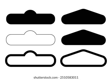 Hook hang, black silhouette holes and hangers for product plastic package. Vector euro hook hang holes for pack hanger cutout templates set