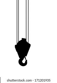 Hook of a hoisting crane, vector silhouette