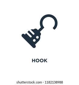 Hook icon. Black filled vector illustration. Hook symbol on white background. Can be used in web and mobile.