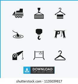 Hook icon. collection of 9 hook filled icons such as fishing, hanger. editable hook icons for web and mobile.