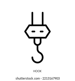 Hakensymbol. Line Art Design einzeln auf weißem Hintergrund