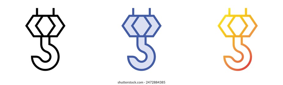 hook icon. Linear, Blue Fill and Gradient Style Design Isolated On White Background