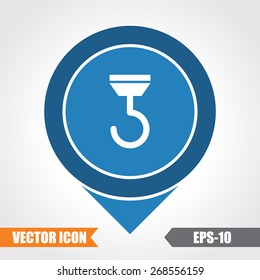 Hook Icon On Map Pointer. Eps.-10.