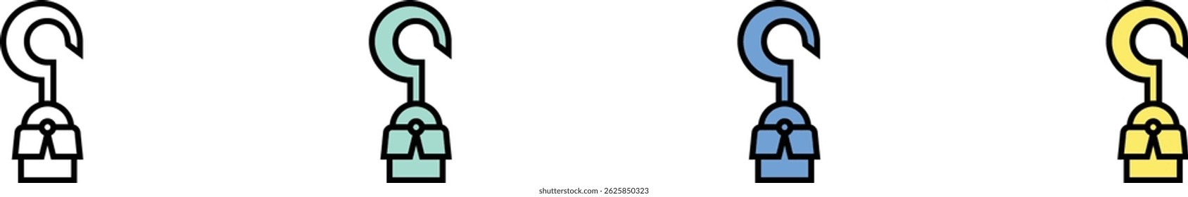 hook icon. Outline, Green, Blue and Yellow Style Design Isolated On White Background