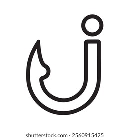 hook icon outline vector illustration on white background	