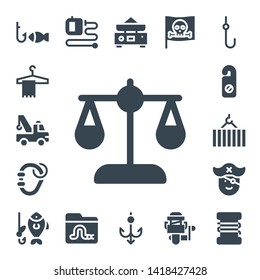 hook icon set. 17 filled hook icons.  Collection Of - Fishing, Hanger, Crane, Balance, Carabiner, Pirate, Extending leads, Worm, Hook, Fishing reel, Fishing line