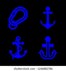 hook icon set about anchor, ancor and carabiner vector set