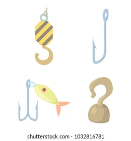 Hook icon set. Cartoon set of hook vector icons for web design isolated on white background