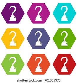 Hook icon set many color hexahedron isolated on white vector illustration