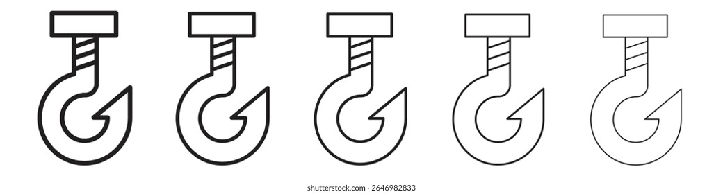 Hook icon thin flat outline style vector sign