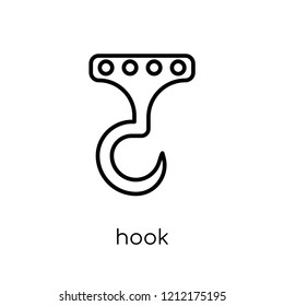Hook icon. Trendy modern flat linear vector Hook icon on white background from thin line Nautical collection, editable outline stroke vector illustration