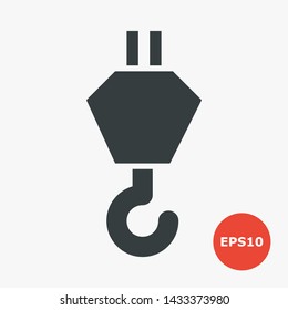 Сrane hook icon. Vector illustration in flat style.