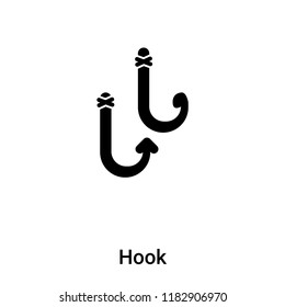 Hook icon vector isolated on white background, logo concept of Hook sign on transparent background, filled black symbol
