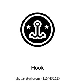 Hook icon vector isolated on white background, logo concept of Hook sign on transparent background, filled black symbol
