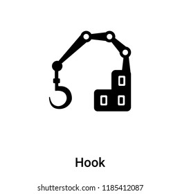 Hook icon vector isolated on white background, logo concept of Hook sign on transparent background, filled black symbol