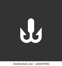 hook icon vector. hook sign on black background. hook icon for web and app