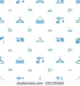 hook icons pattern seamless white background. Included editable filled cargo on hook, hanger, construction crane, truck with hook, cargo crane icons. icons for web and mobile.