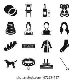 hook, Interior, drink and other web icon in black style. food, sewing, atelier icons in set collection.