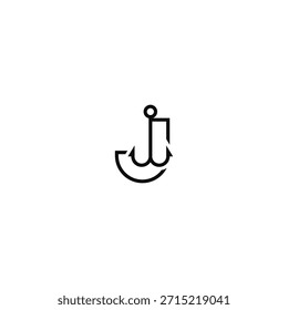 Design do logotipo das linhas de gancho e letra J.