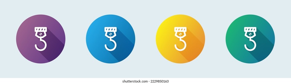 Hook line icon in flat design style. Crane signs vector illustration.