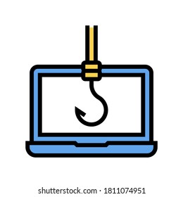 hook on computer display color icon vector. hook on computer display sign. isolated symbol illustration