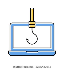 hook on computer display color icon vector. hook on computer display sign. isolated symbol illustration