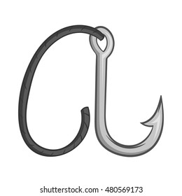Hook on rope icon in black monochrome style isolated on white background. Weapon symbol vector illustration