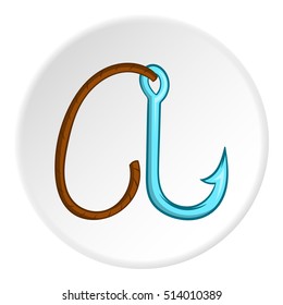 Hook on rope icon in cartoon style isolated on white circle background. Weapon symbol vector illustration