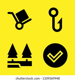 hook, river, checked and box trolley vector icon set. Sample icons set for web and graphic design