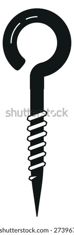 Hook screw black icon. Metal industrial fastener