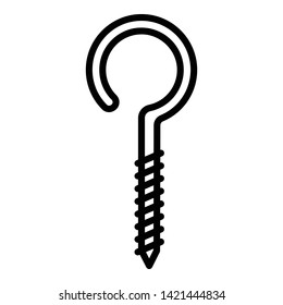 Hook screw icon. Outline hook screw vector icon for web design isolated on white background